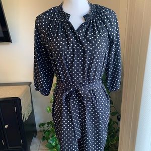 Blue polka dot shirt dress